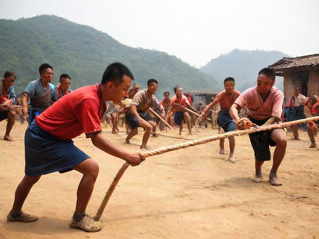 九游体育网站_ 乡村传统拔河比赛，传承民族体育文化，传统体育项目拔河
