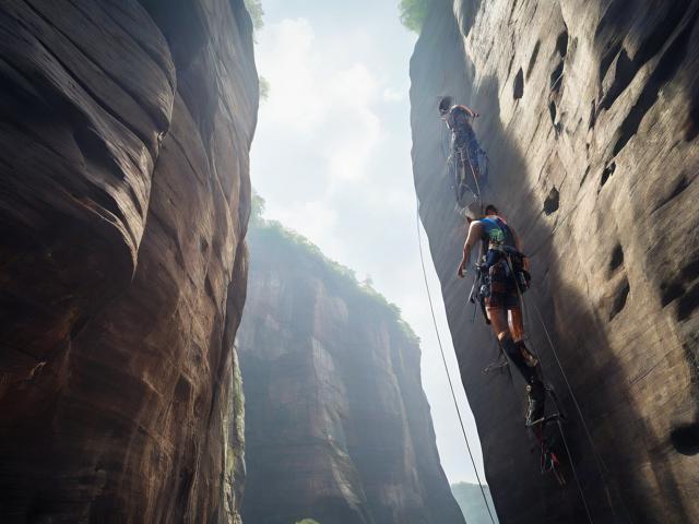 特色峡谷峭壁攀岩大赛,勇者的极限突破,攀岩探险 特色峡谷峭壁攀岩大赛,勇者的极限突破,攀岩探险