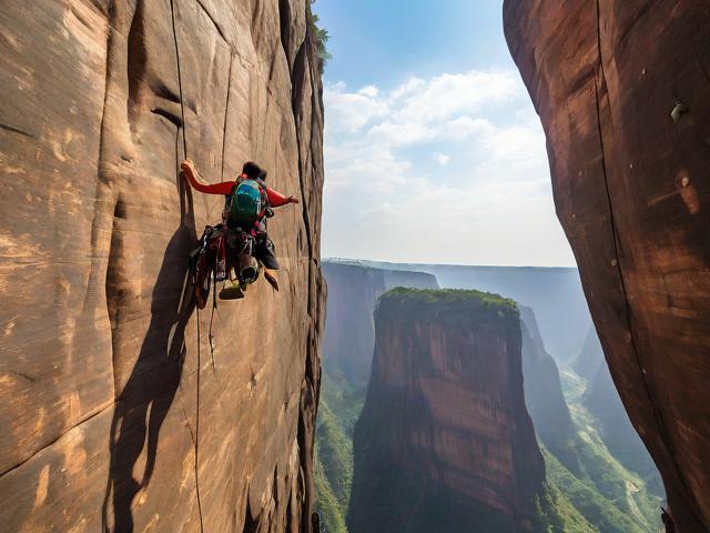特色峡谷峭壁攀岩大赛，勇者的极限突破，攀岩探险